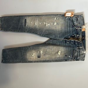 Polo Ralph Lauren Men’s (36X 30) Sullivan Slim Distressed Blue Jeans Button Fly